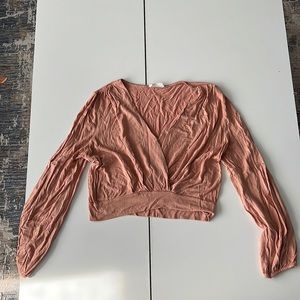 Pink crop top long sleeve